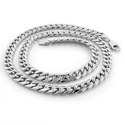 Men’s Solid Sterling Silver Miami Cuban Curb Link Lobster Lock Chain Necklace