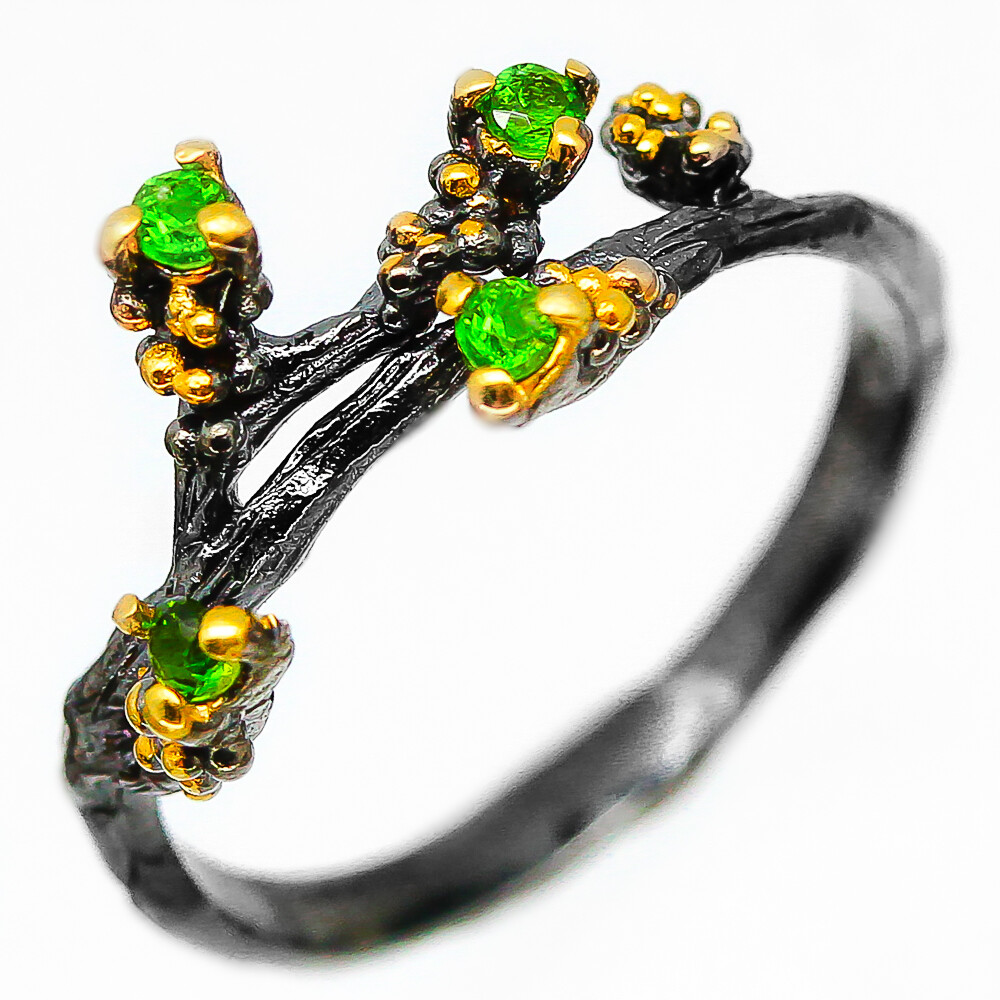 Not Enhanced Natural Chrome Diopside Silver 925 Sterling / RVS218