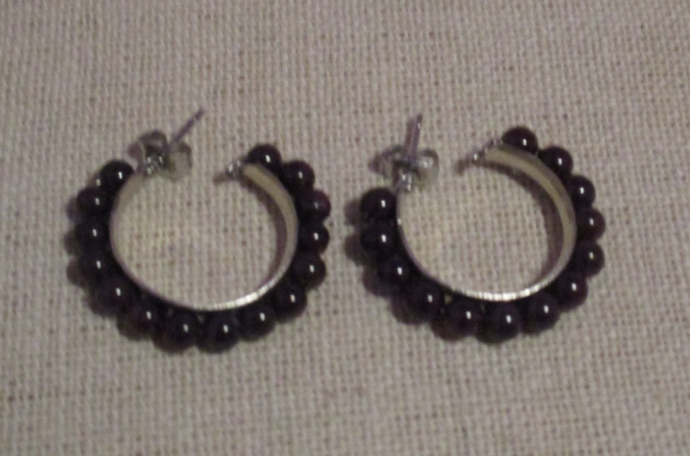 Mozambique Garnet Hoop Earrings 20.00 Ctw. 316L Stainless Steel Original Box