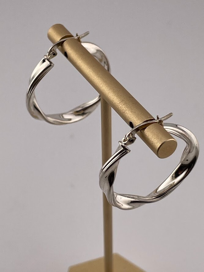 925 STERLING SILVER 4MM TWISTED HOOP EARRINGS 1.25″ CLASSIC CASUAL 4263