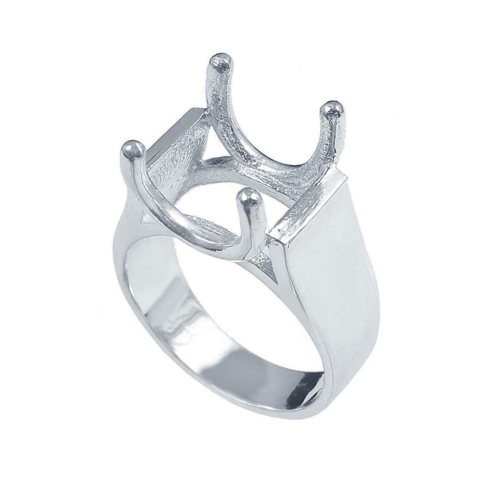 925 Sterling Silver Men’s Oval Ring Setting 12×16 mm Heavy Ring Mount Blank