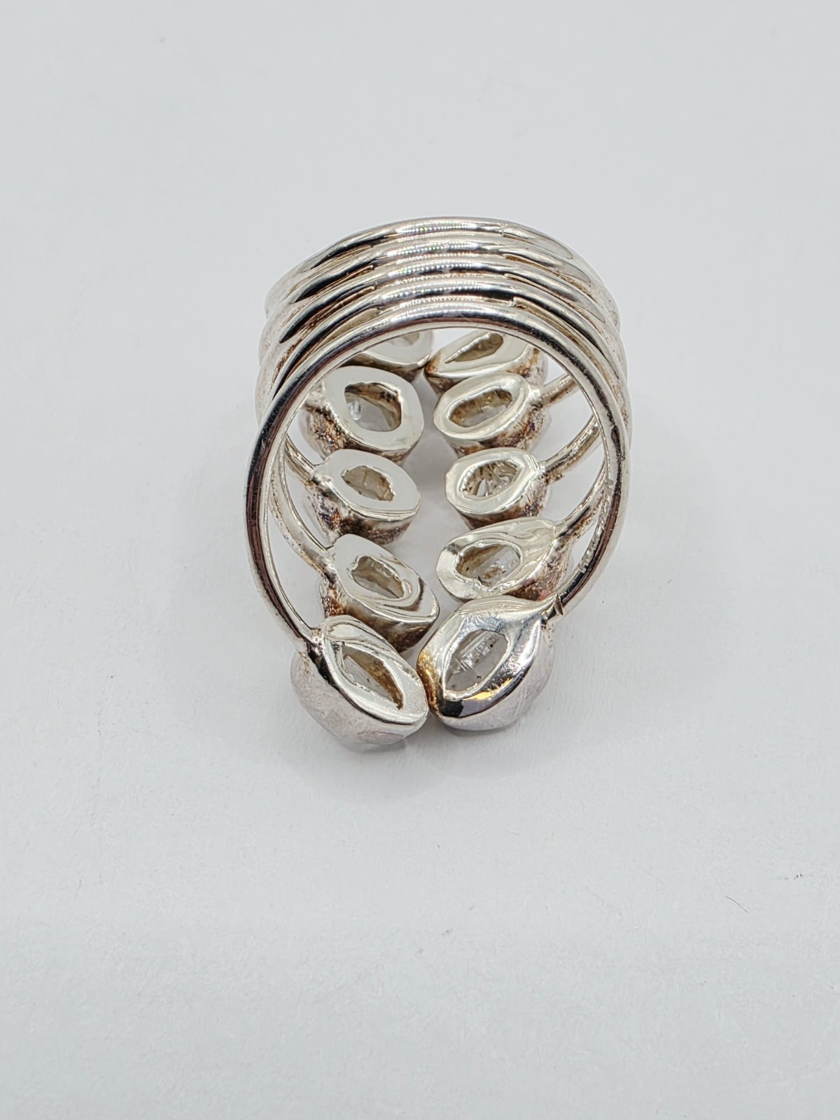 HDM Herkimer Diamond Sterling Silver 925 Quartz Crystal Ring