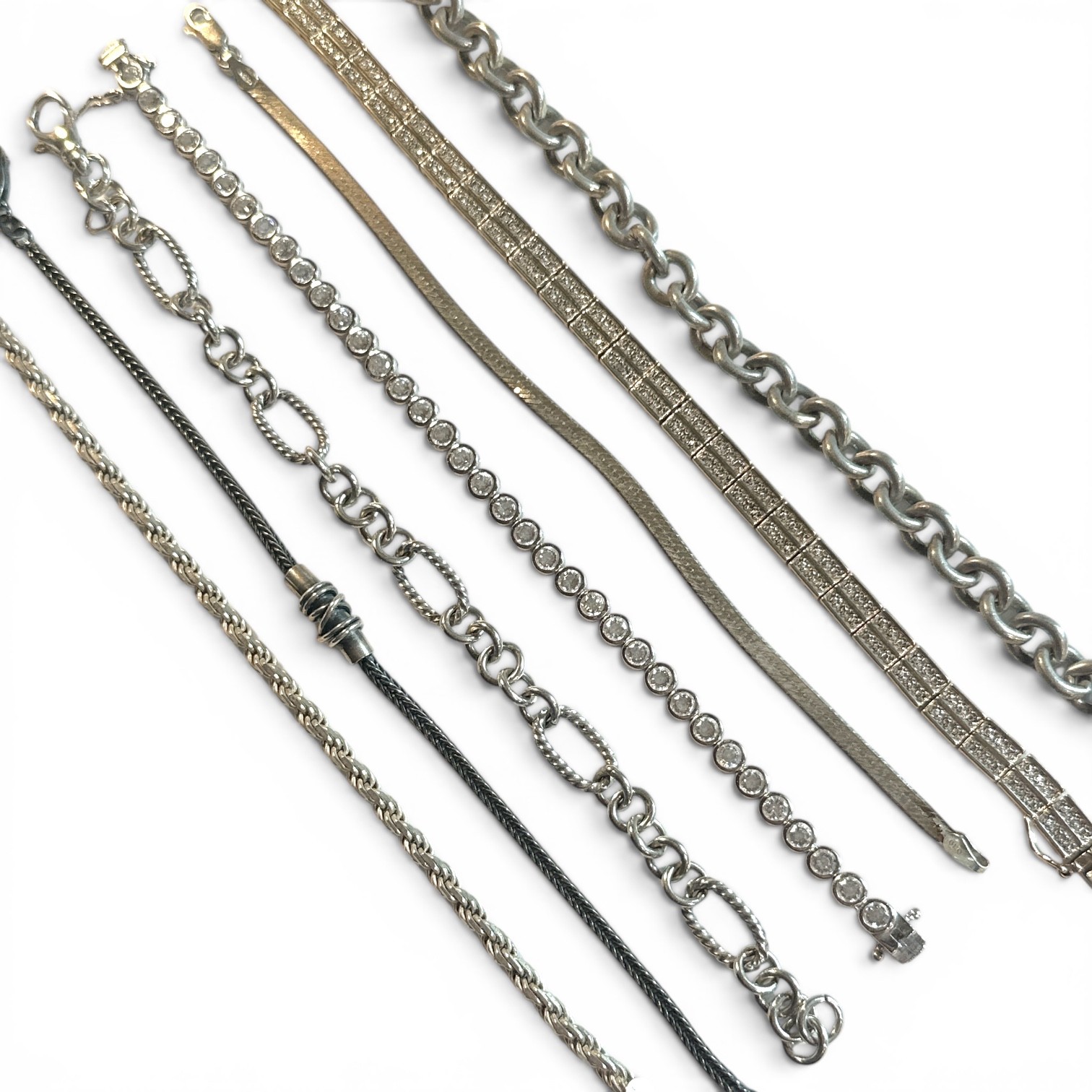 (7) Sterling Silver Bracelets .925 Jewelry Lot | 76g