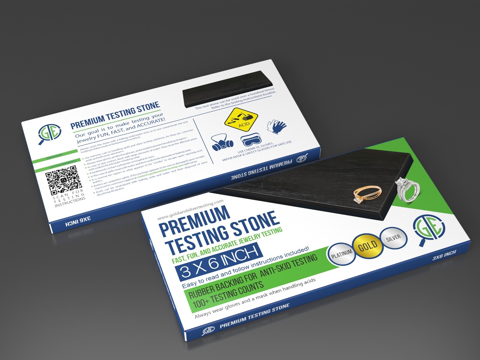 GTE GOLD TEST STONE Silver Platinum Testing Scratch Tester Touchstone Metals