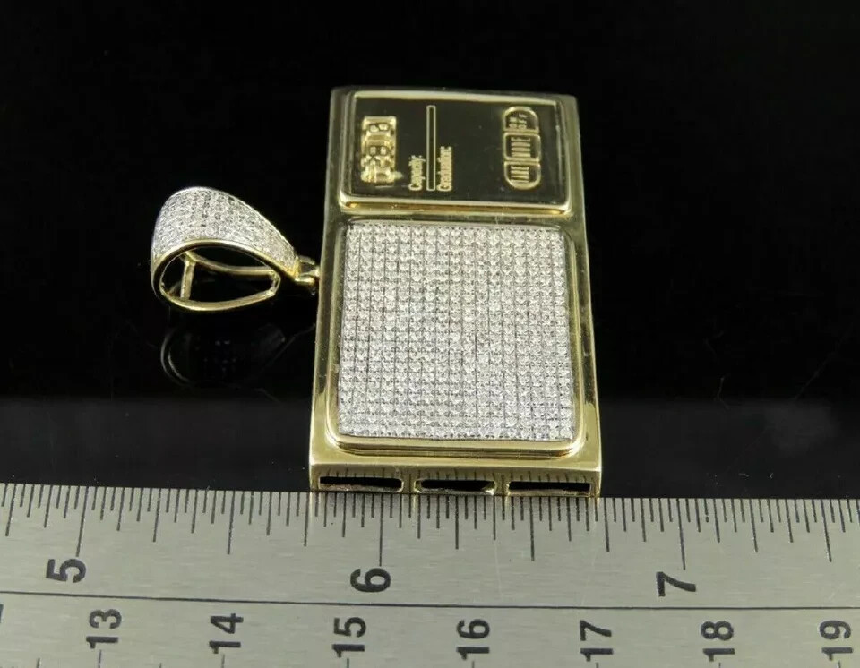 1.75Ct Round Cut Diamond Digital Weighing Scale Pendant in 14K Yellow Gold Over