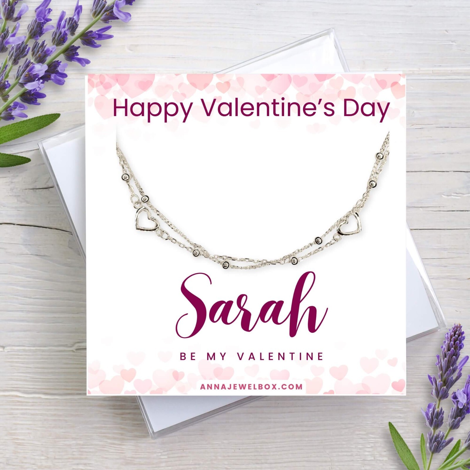 Hearts Personalised Silver Bracelet Bridal Valentines Birthday Anniversary Gift
