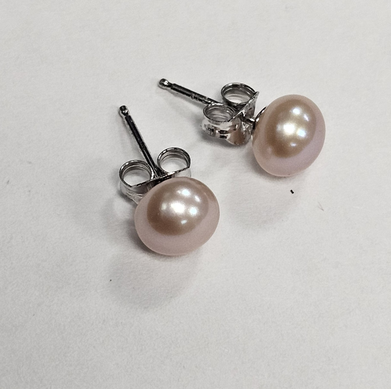 Freshwater Pearl Opaque Pink Button Stud Earrings S925 Sterling Silver New