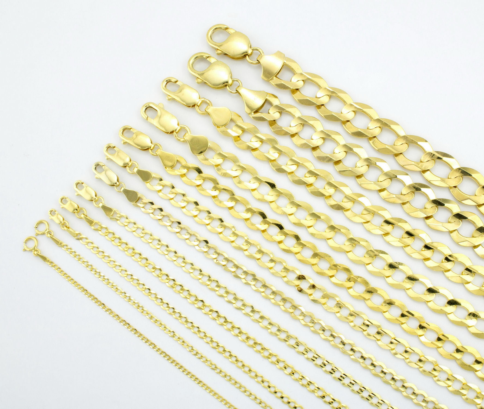 10K Solid Yellow Gold 2mm-12mm Cuban Curb Link Chain Bracelet Men/Women 7″ 8″ 9″