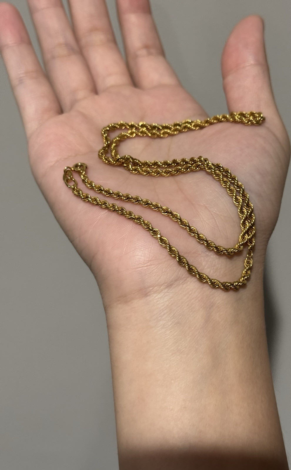 8k Yellow Gold 333 *FIXED* Rope Chain Necklace 16-17 inch