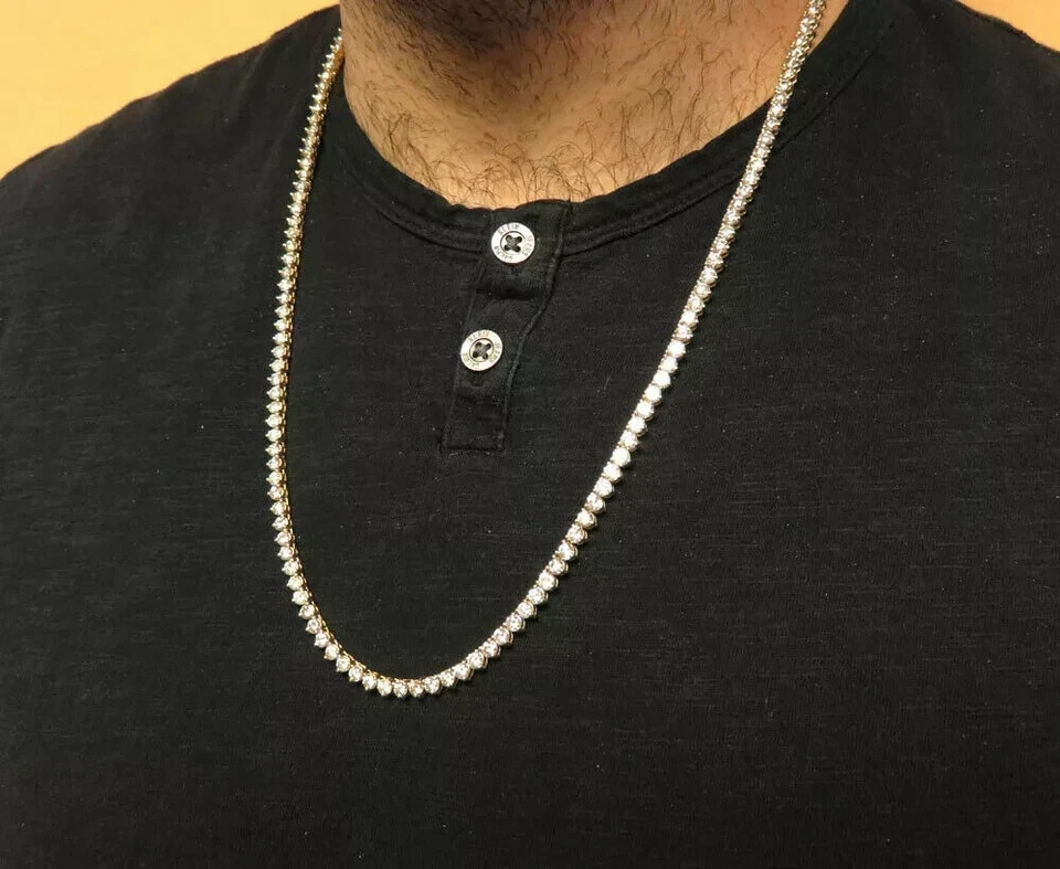 15Ct Round Cut D/VVS1 Lab Created Diamond Tennis Necklace 14k Yellow Gold Over