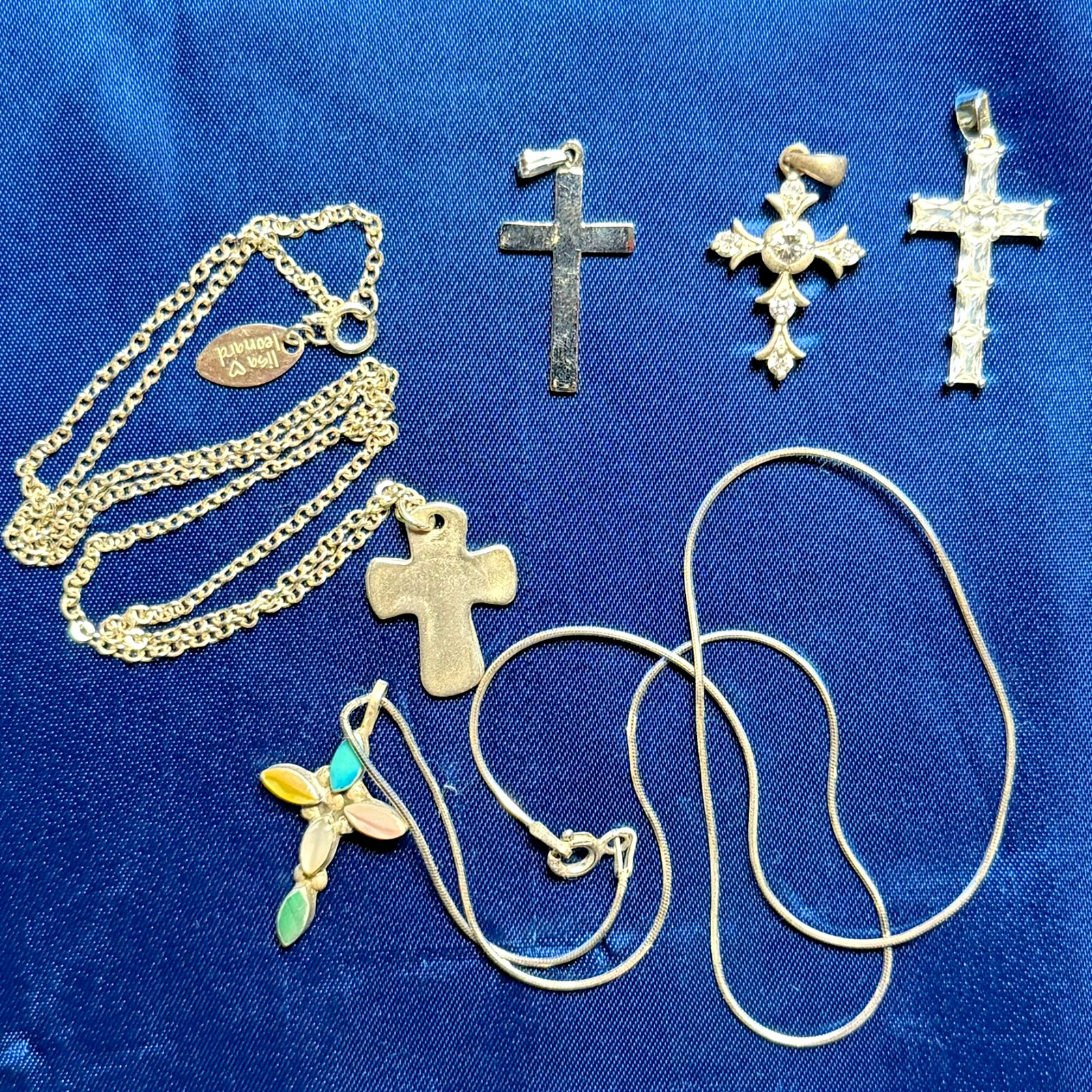 Lot of Sterling Silver Cross Pendant & Pendant Necklace Some with Stones 15 g