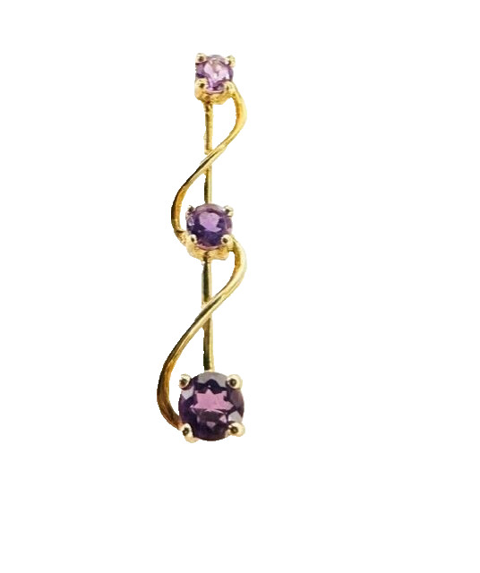 Beautiful Contemporary Unique 10K Yellow Gold Amethyst Pendant Estate Jewelry