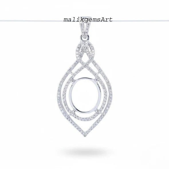 12 X 14 MM Oval Cut CZ Setting Mount Pendant 925 Sterling Silver Mount Pendant