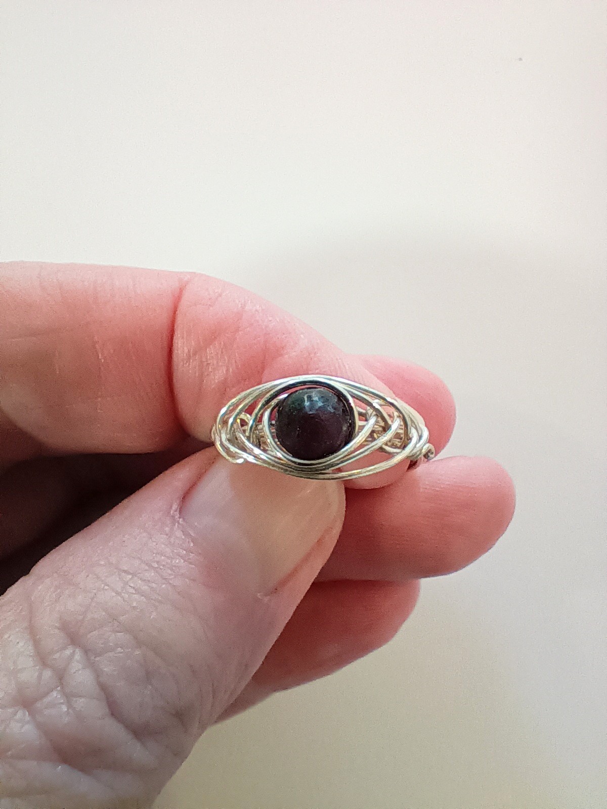 Sterling Silver Wire Wrap Ruby Ring Size 7