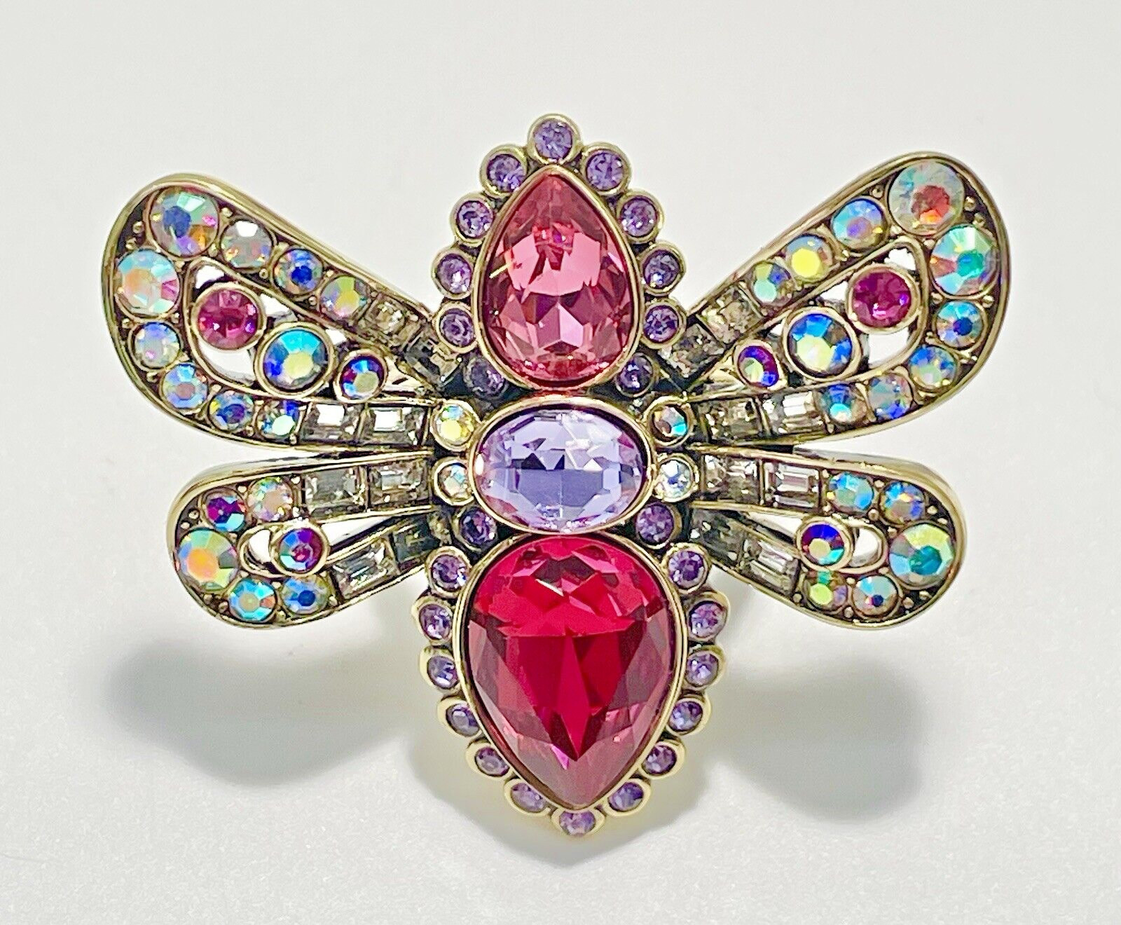 Heidi Daus Ring Signed Butterfly Beauty Crystal Fuchsia Butterfly Size 8 NIB