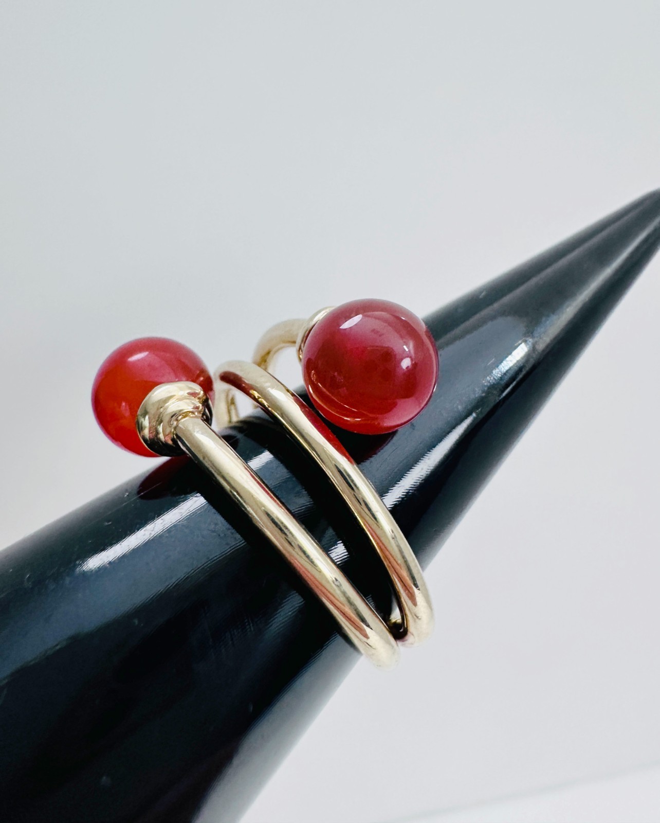 Estate 14k Solid Yellow Gold Unique Milor Italy Carnelian Wrap Around Ring, 10.5