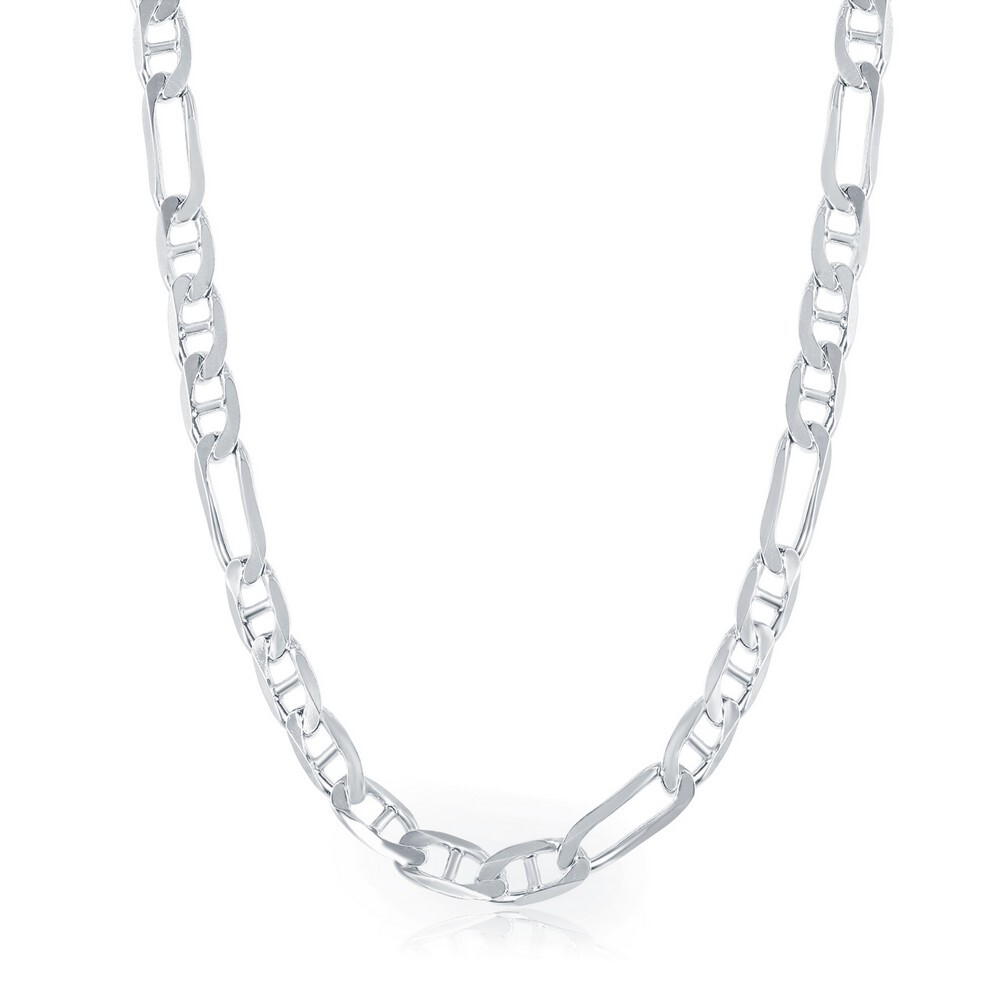 Sterling Silver 6mm Figaro Mariner Chain – Rhodium Plated