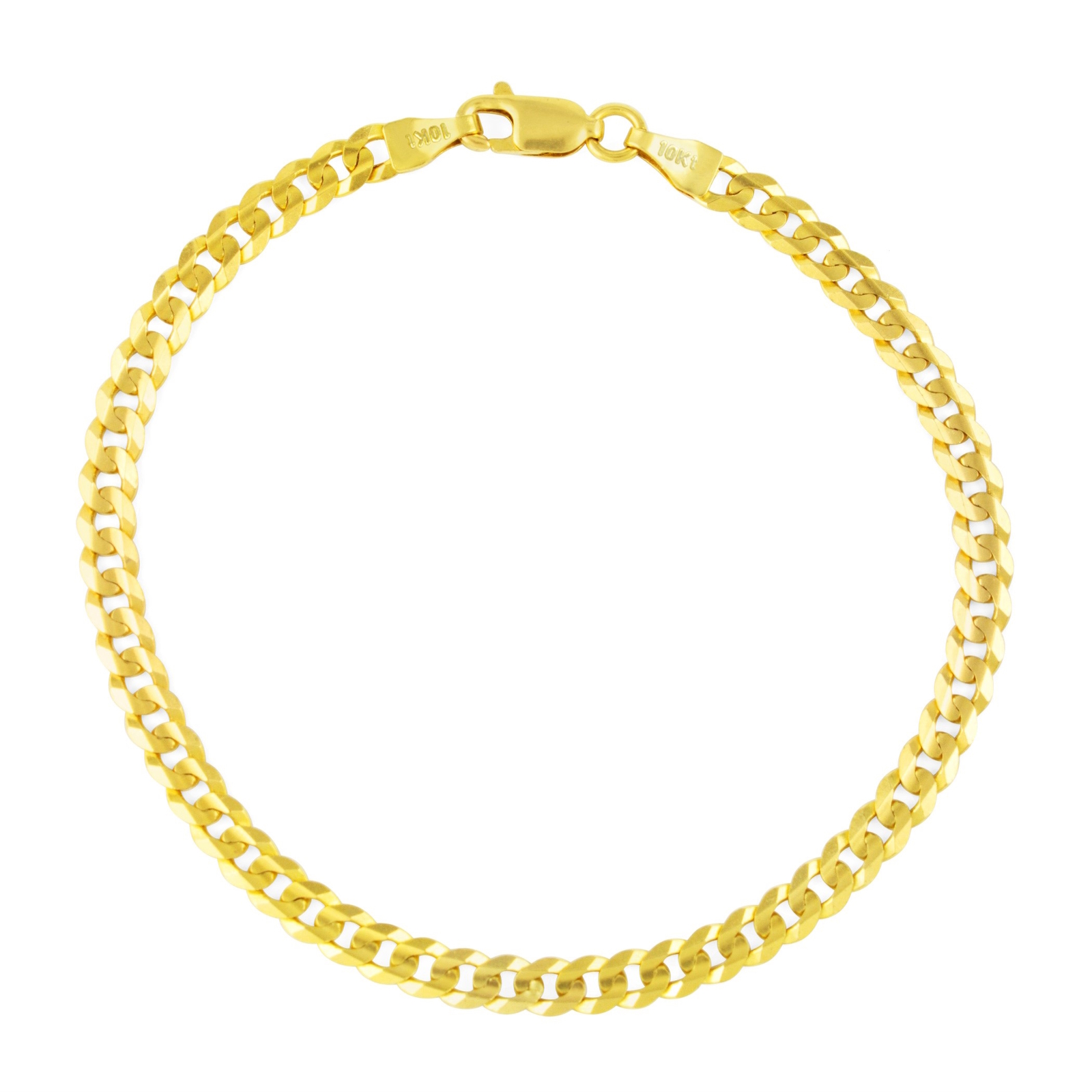 10K Solid Yellow Gold 4mm Cuban Curb Chain Link Bracelet Mens Womens 7″ 8″ 9″