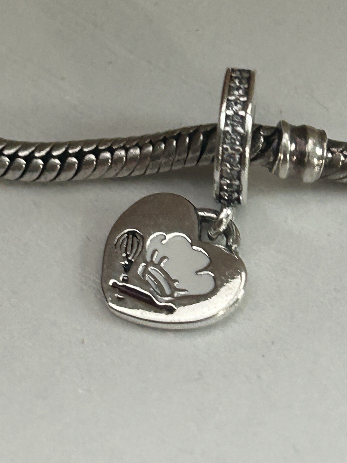 S925 Sterling Silver Dangle Charm Blue Baking Tools Chef Hat Heart Pendant