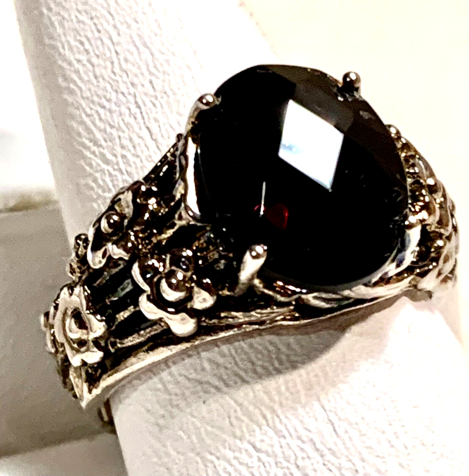 Ring Deep Brazilian Amethyst 10mm Designer 925 SS Size 8.25 R-245