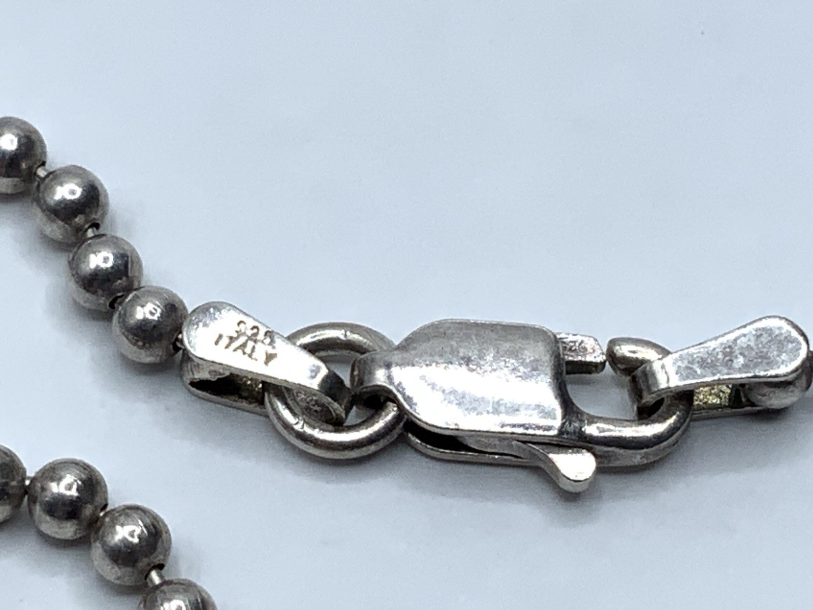Solid 925 Sterling Silver DMT Italian 2.4mm Beaded 16” Chain Necklace