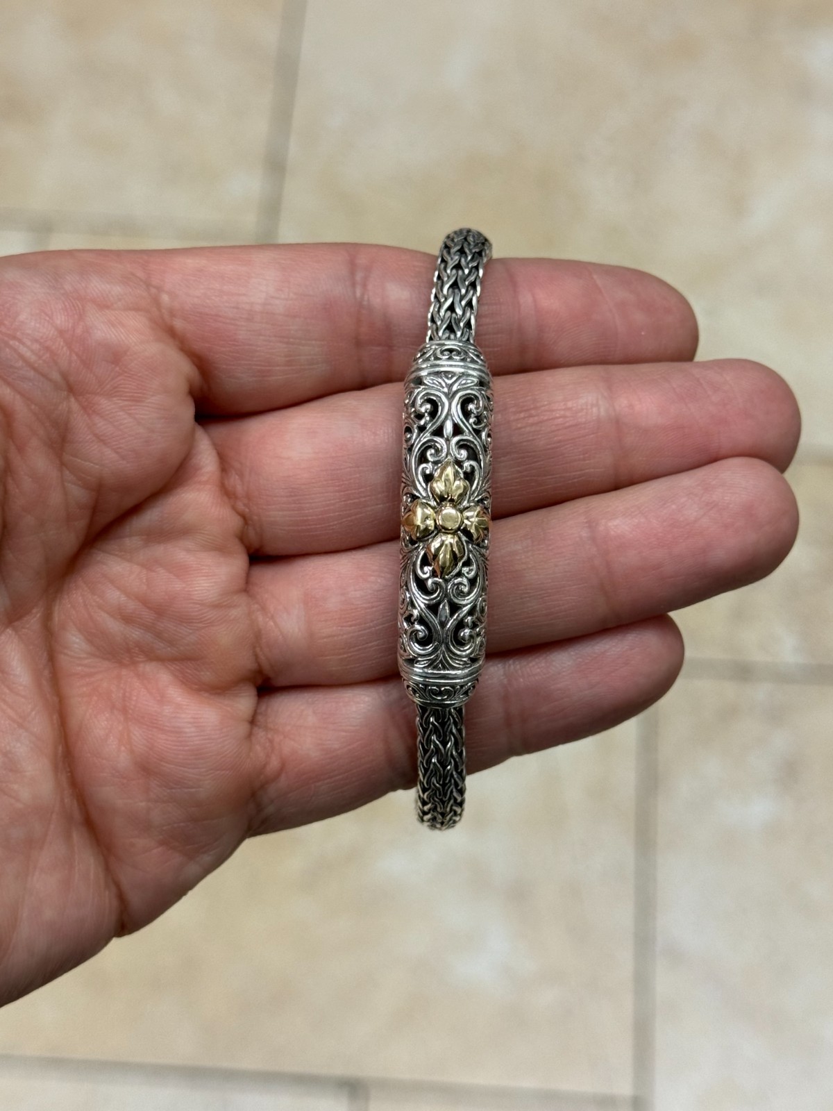 925 Silver Oxidized Mens Braided Chain Bali Handmade Sterling Bracelet 8.5”