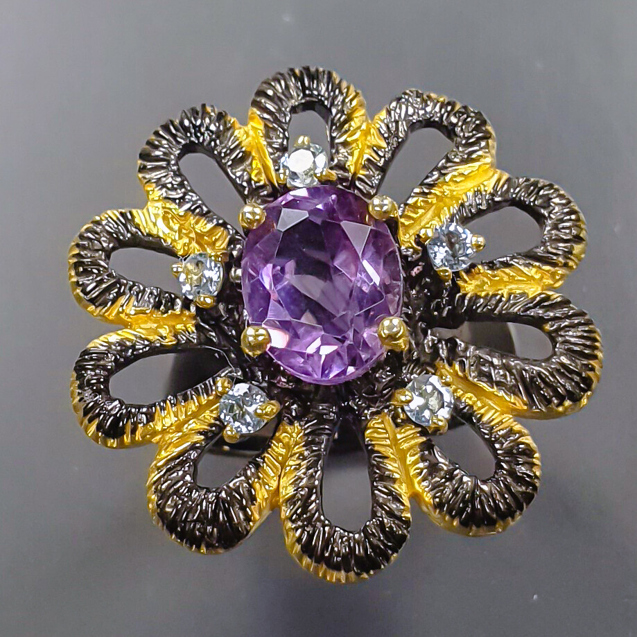 Natural  Not Enhanced Amethyst Ring 925 Sterling Silver Size 6.25 /B-R1628