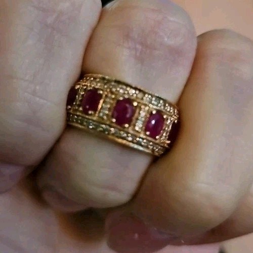 Oval Natural Ruby Diamond Ring 14K Yellow Gold Sz 6