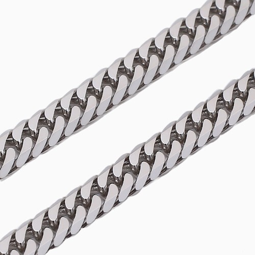 Pt850 Solid Platinum 3.3mm 6-Sided Double Curb Chain Necklace 17.75″ MIJapan