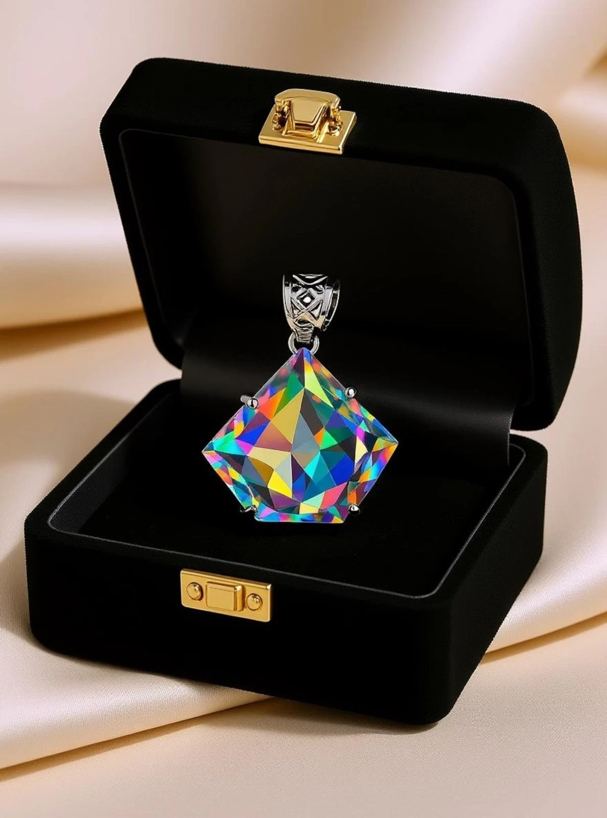 100 Ct Natural Mystic Topaz Pentagon Cut 925 Solid Silver Pendant Gemstone