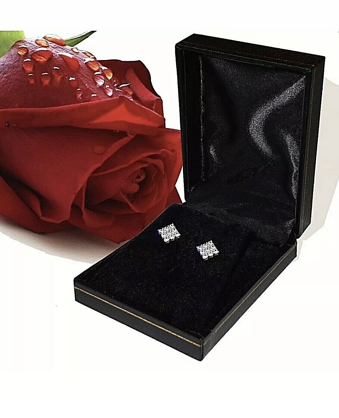3 Ct Princess Cut VVS1/D GRA Certified Moissanite Stud Earrings 14k White Gold