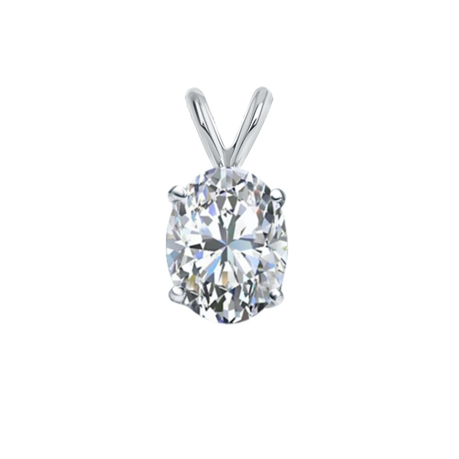 IGI E/VVS 1 Ct Oval Lab Created Diamond Pendant Necklace Real 14K White Gold 16″