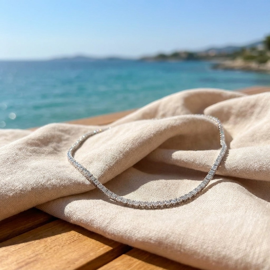 Moissanite 2mm Glitter Tennis Necklace