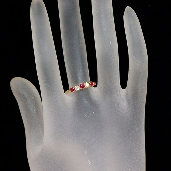 Seiko K18YG ruby diamond ring 0.31ct d0.16ct one letter – Auth free shipping fro