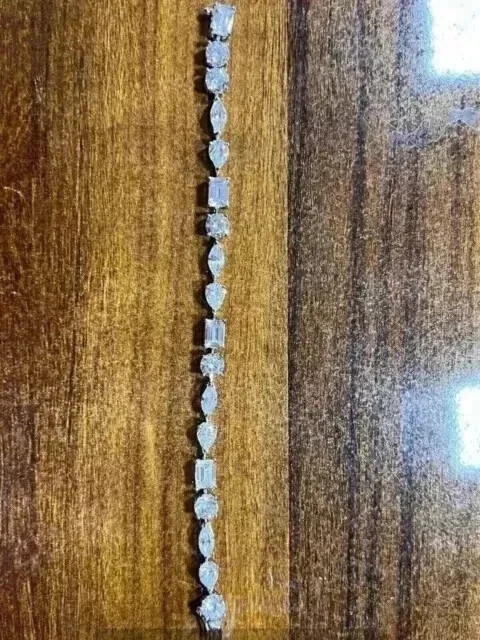 10.Ct multi shape Cut Lab-Created Diamond Tennis Bracelet 14K White Gold Plated