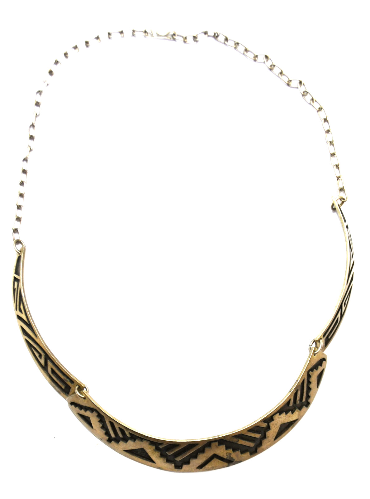 Sterling Silver Kachina Signed 19mm 3 Part Stripe Necklace 18″