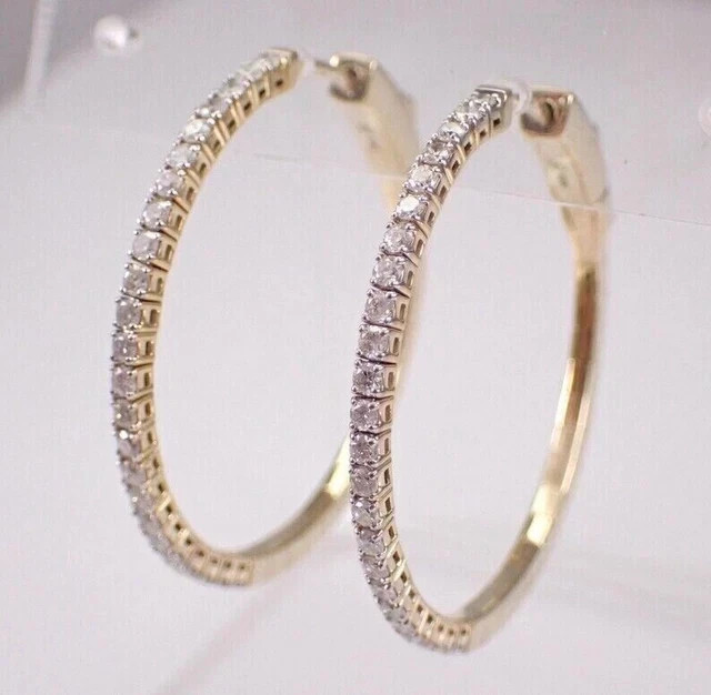 2Ct Round Cut Lab-Created Diamond Huggie Hoop Earrings In 14k Yellow Gold Plated