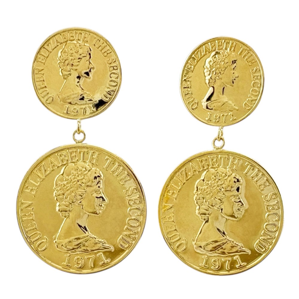 new no brand earring K18 yellow gold coin