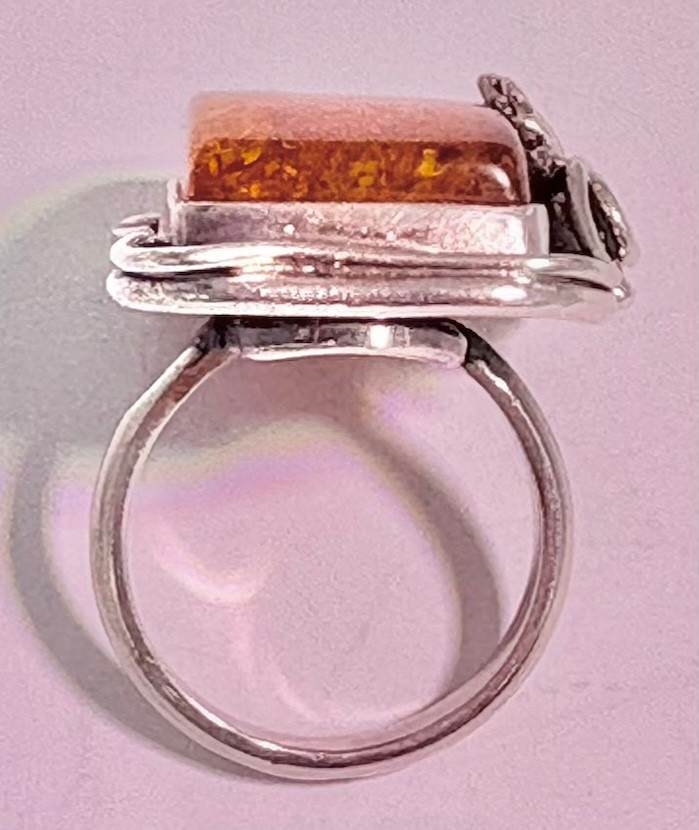 🔶 Excellent VTG Sterling Silver & Natural Amber 5 Piece Matching Set