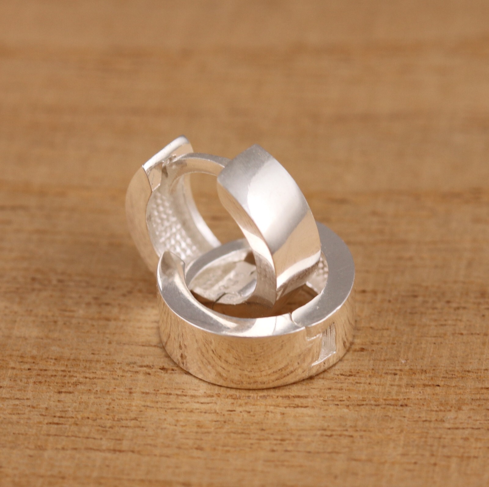 925 Sterling Silver 12mm x 4mm Plain Huggie Hoop Earrings Men’s Ladies Gift Box