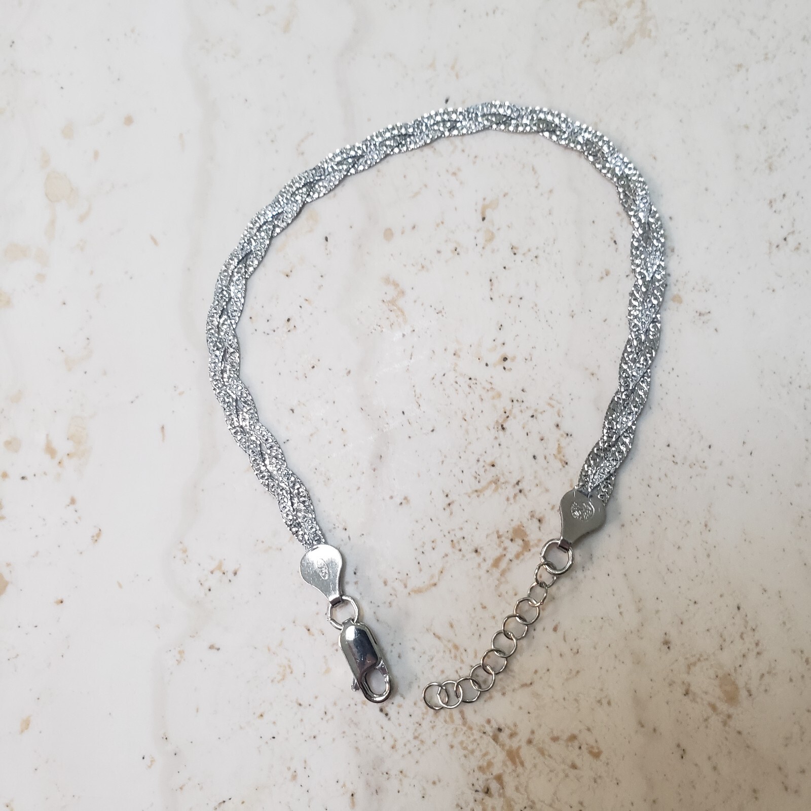 Italian Sterling Silver Bracelet, 20cm/7.5 inches plus 3cm/1 inch extender