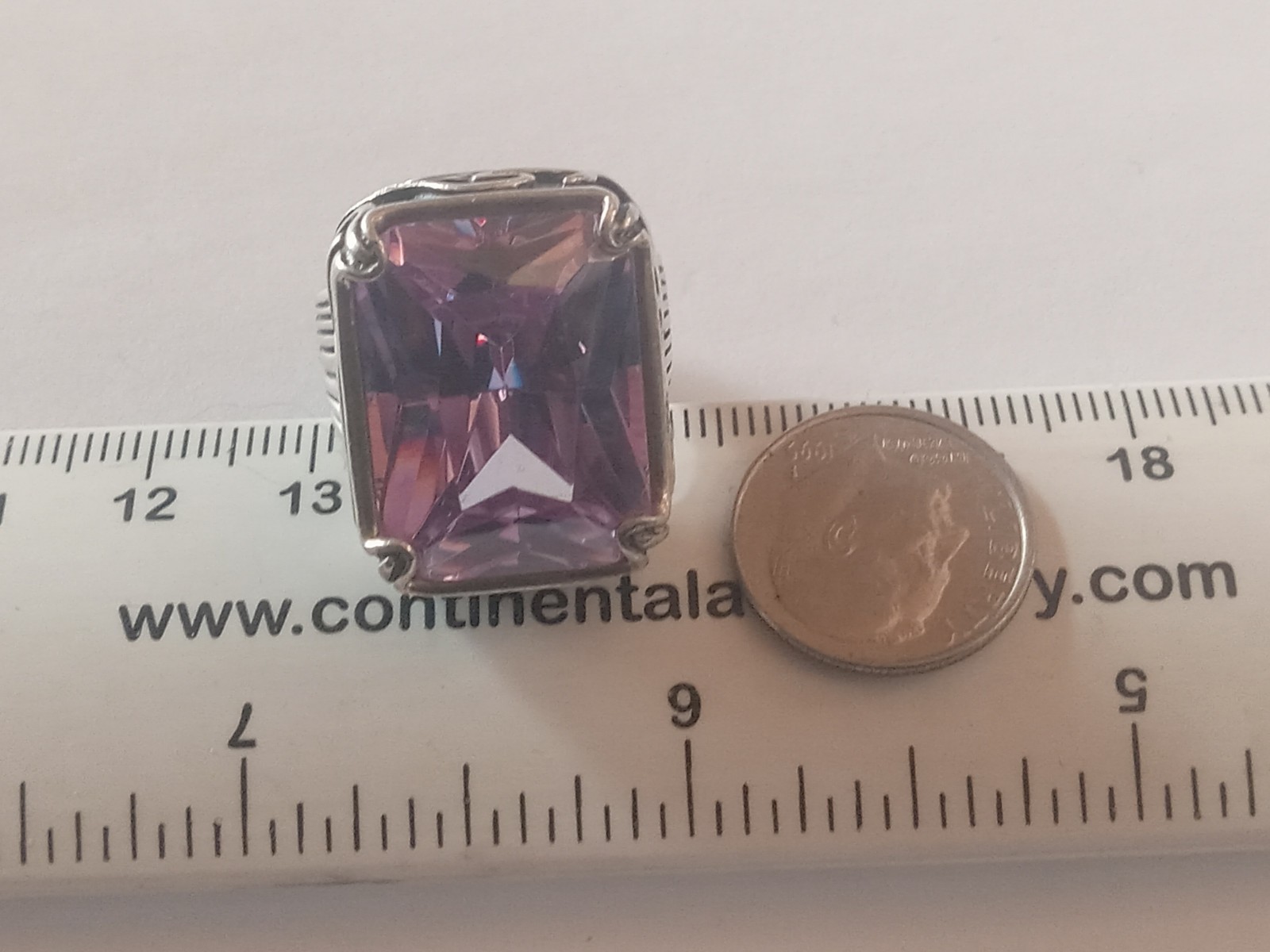 SILPADA 925 LARGE RECTANGLE VIOLET CZ RING 8 X 22MM SIZE 9