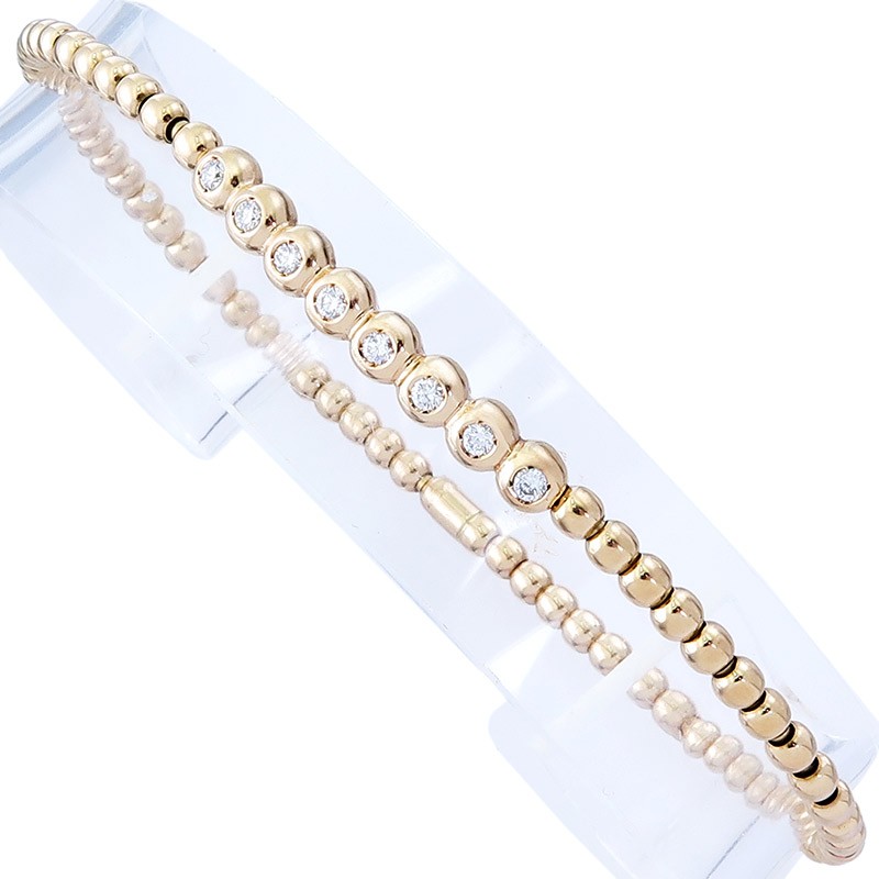 Ball bracelet/flex bracelet brilliant diamonds 0.20 carat claspless 750 yellow gold