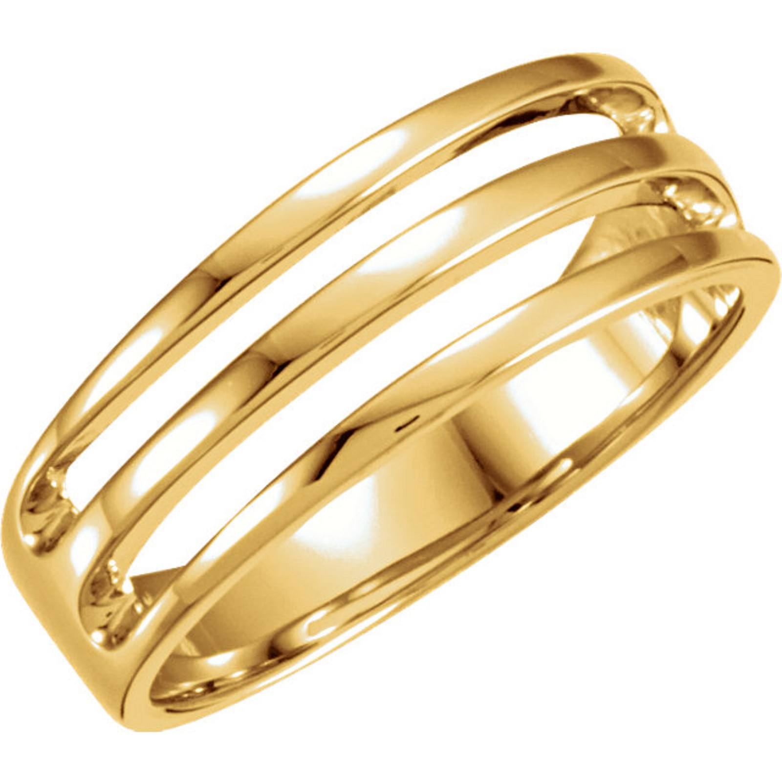 14KT Yellow Gold High Polished Shiny 3 Bar Design Cigar Band Ring New Modern
