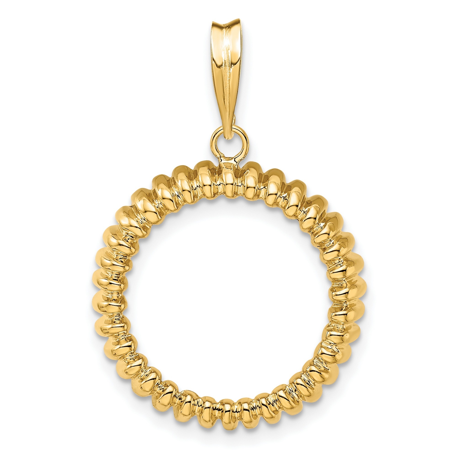 1908-1929 US $2.50 Indian Quarter Eagle Prong Set Fluted Coin Bezel in 14k Gold