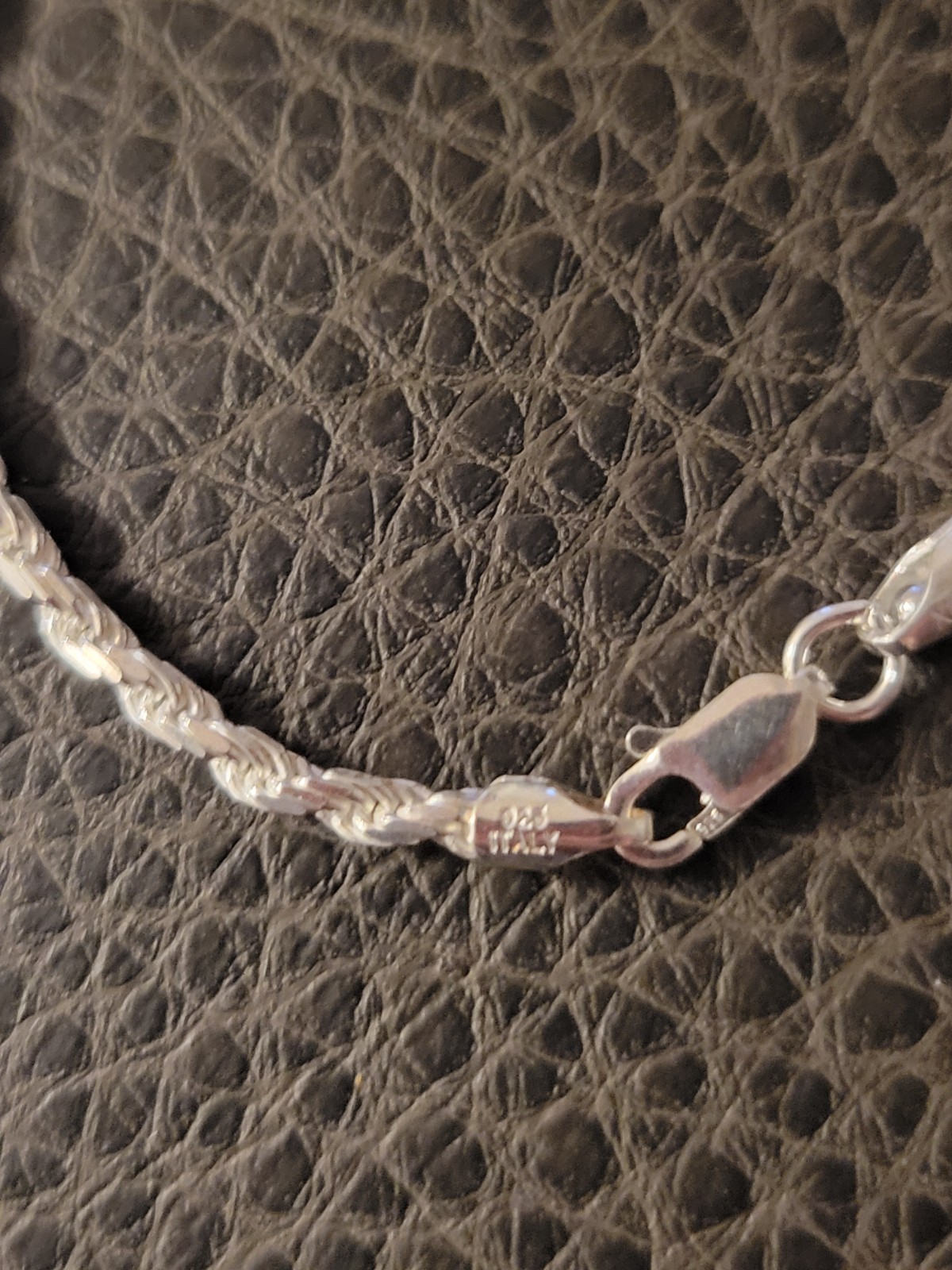 NEW Solid 925 Sterling Silver Rope Bracelet, Lobster Clasp 2.5 mm, 5.1 Grams.