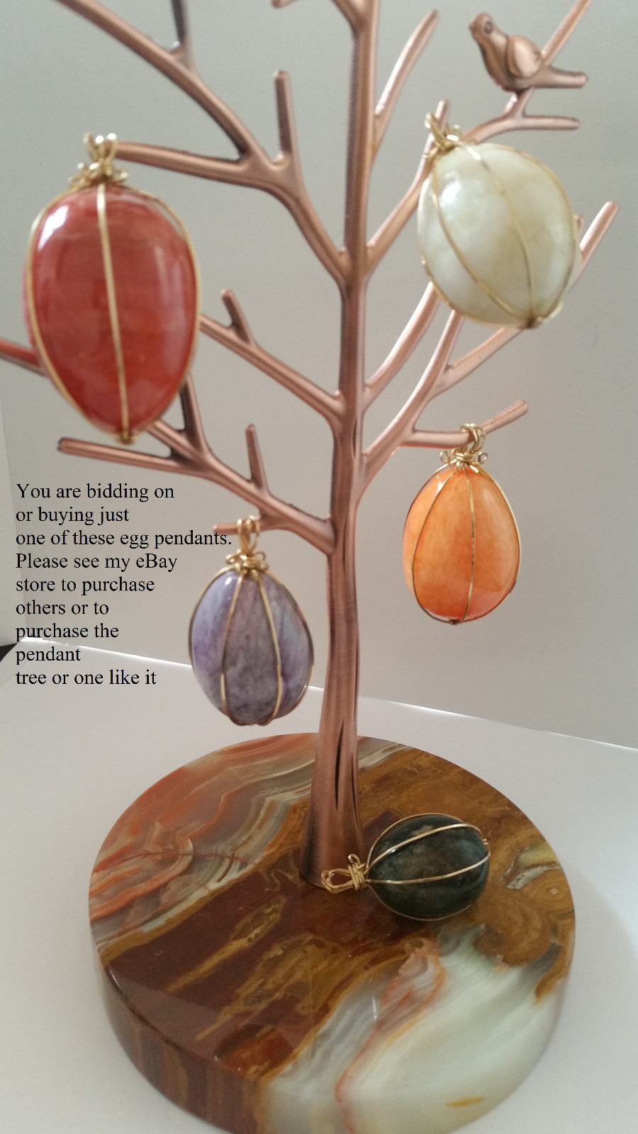 2″ Wire Wrap Caged LAVENDER JADE Egg Pendant & 30″ Sterling Silver Vermeil Chain