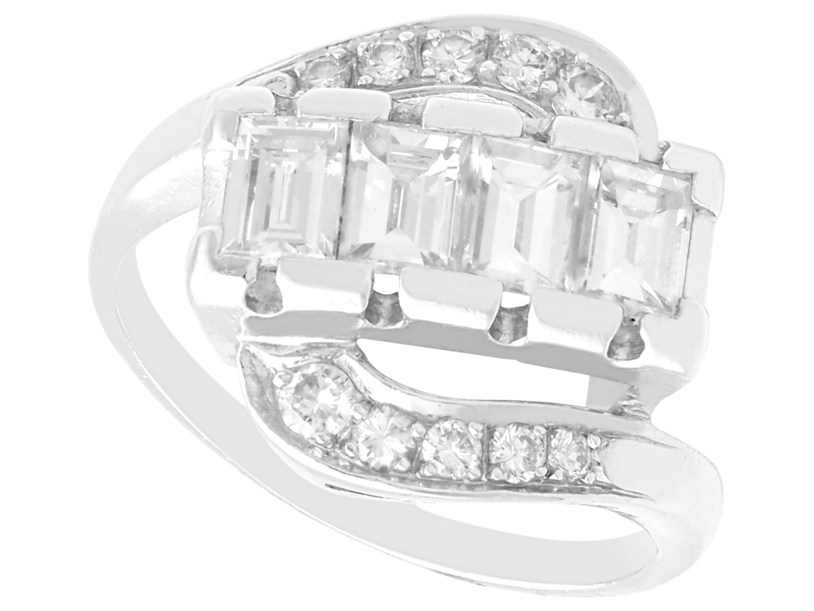 Vintage 1.71Ct Diamond and Platinum Twist Ring Circa 1950