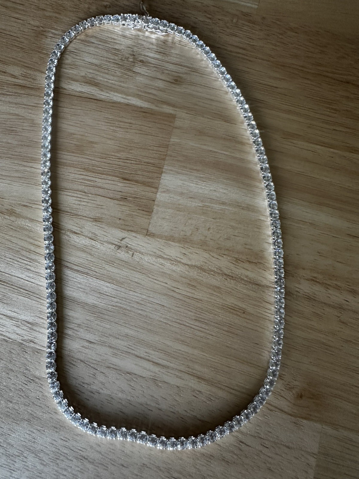 20” Tennis Chain 925 Sterling Silver Stamped Iced 3–4mm Moissanite Clasp