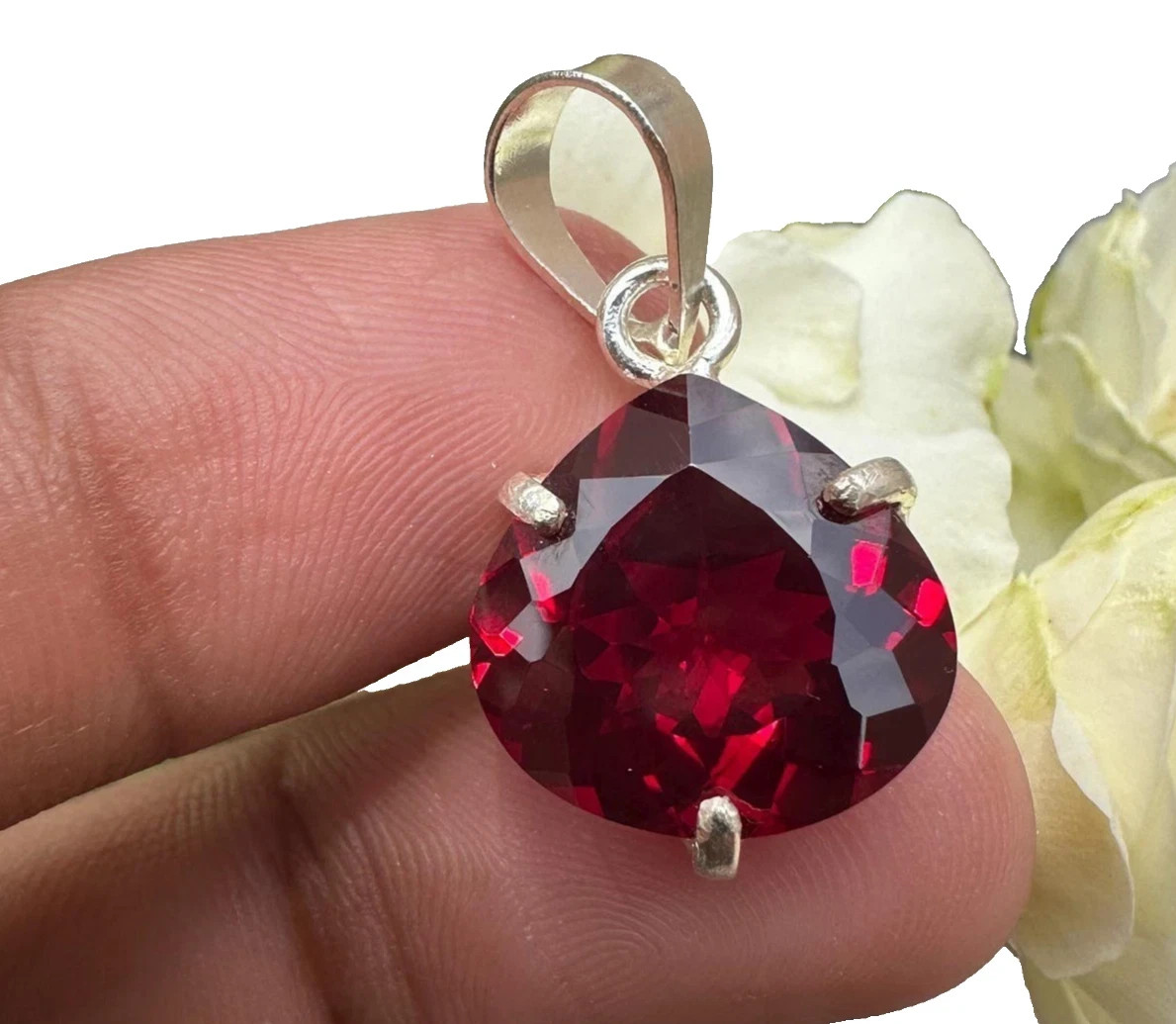 29.40 CT+ Certified Natural Red Ruby Loose Gemstone 925 Solid Silver Pendant
